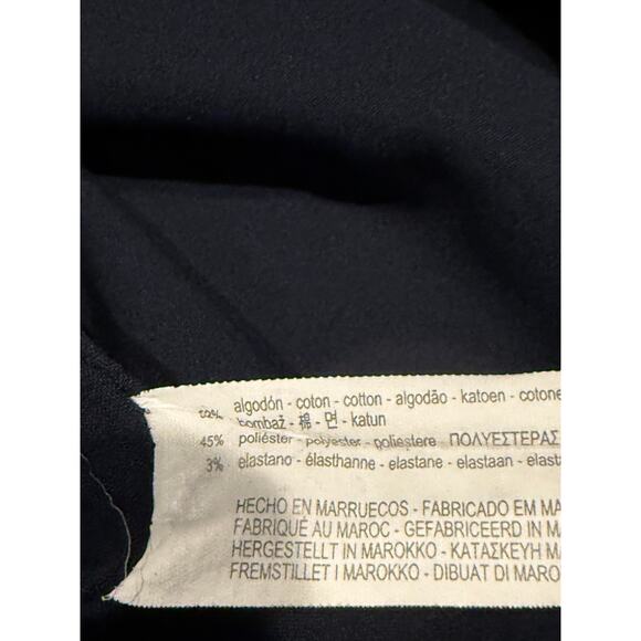 Zara Chino Crop Trouser Dress Pant Stretch Straight Leg Pockets 6 Navy Blue - Picture 10 of 15